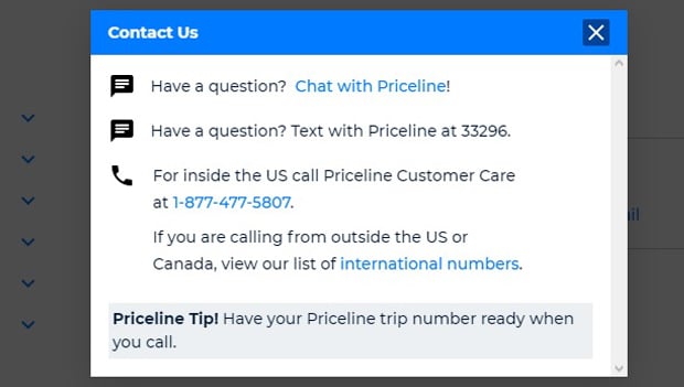priceline.com Technischer Kundendienst