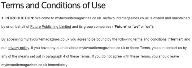 myfavouritemagazines.co.uk Nutzungsvereinbarung