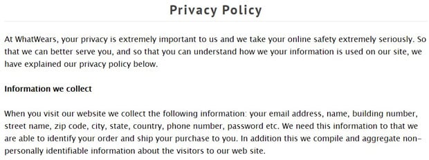 Whatwears Datenschutzrichtlinie