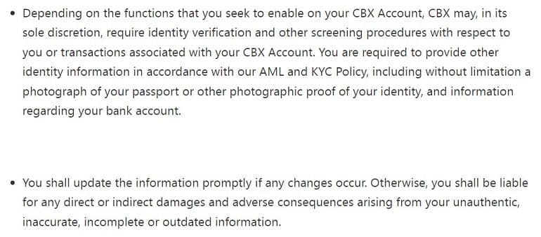 CBC-Änderungen bei persönlichen Informationen
