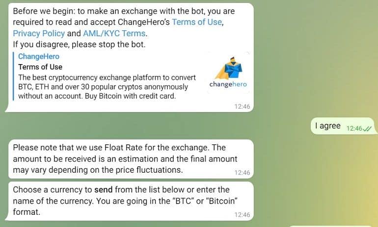 changehero.io Telegram-Bot