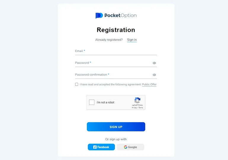 pocketoption.com Online-Anmeldung