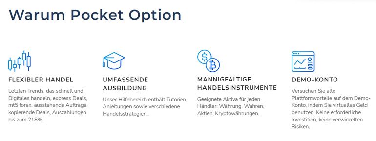 Poket Options Vorteile eines Brokers für binäre Optionen